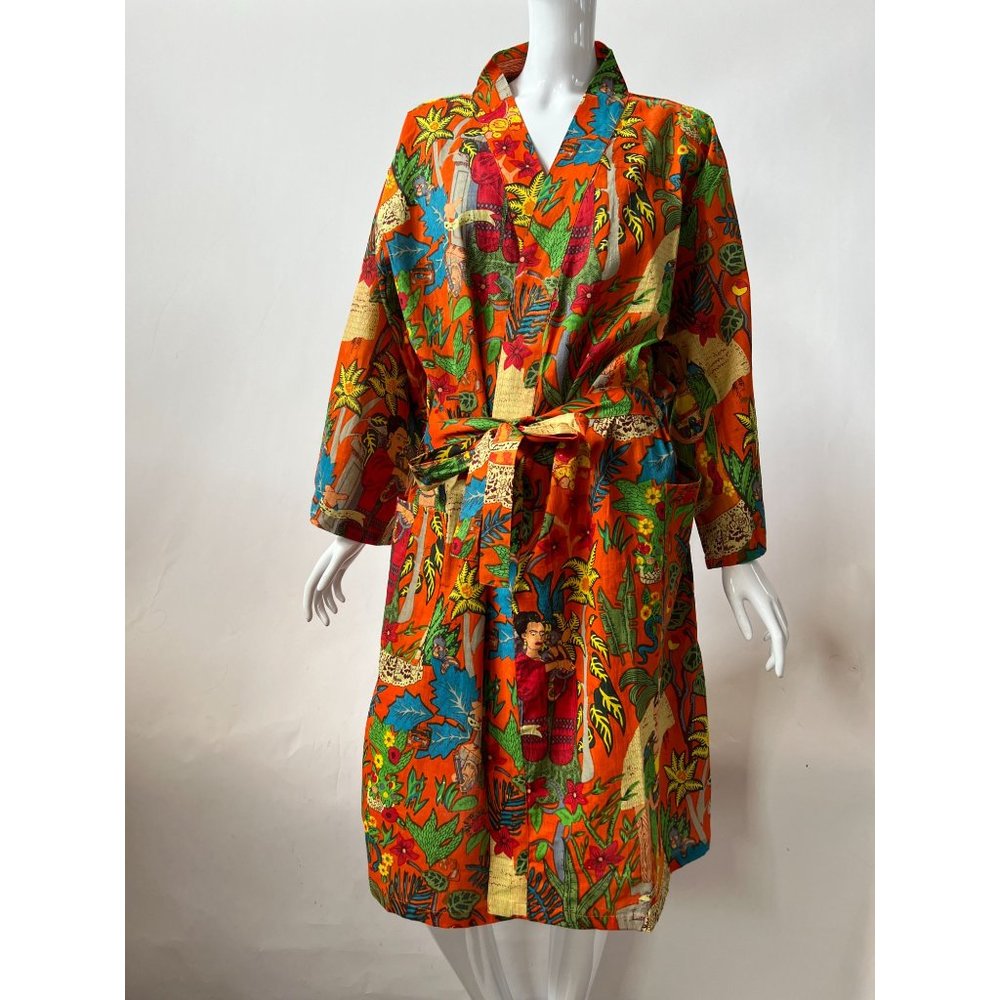 Lifestylist Look OS Orange Robe  Frida Kahlo Cotton